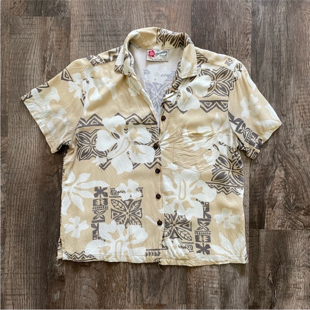 Kilo Hattie cropped Hawaiian shirt small crop top vintage